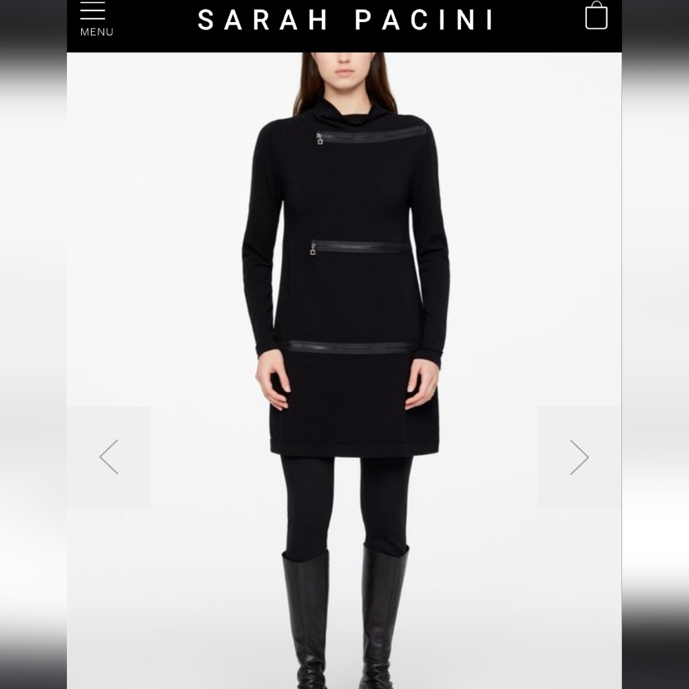 Sarah Pacini Black Dress with Zipper Details